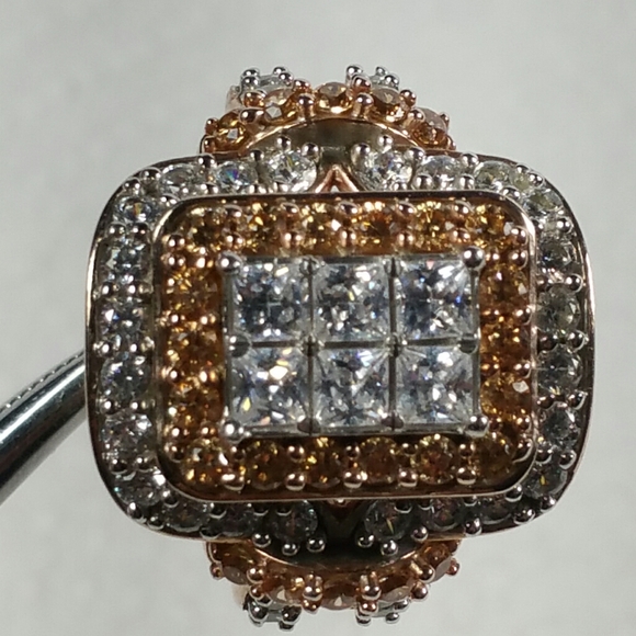 DESIGNER SJ ROSE GOLD STERLING MORGANITE CZ  RING - Picture 5 of 8